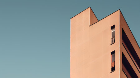 Modern apartment building. Fragment of the facade. Architectural detail.の素材