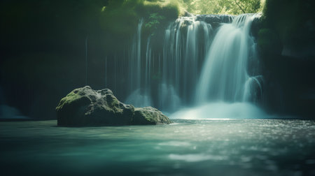 Beautiful waterfall in deep forest, Thailand. Long exposure photo.の素材