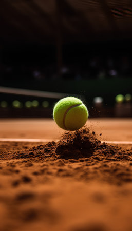 Tennis ball on the court. Sport concept. Selective focusの素材