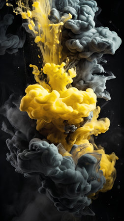 Colorful ink in water on a black background. Abstract background.の素材