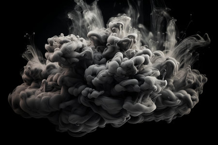 Abstract smoke isolated on black background. 3d rendering, 3d illustration.の素材