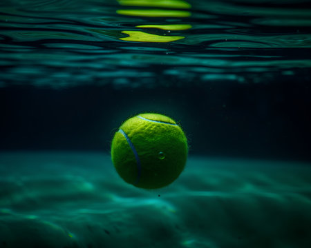 Tennis ball in the water on a background of the sea.の素材