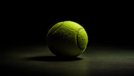 Tennis ball on a dark background. Close-up. Selective focusの素材