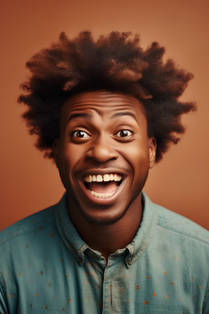 Portrait of a happy young african american man with Afro hairstyle.の素材