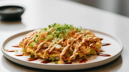 Japanese Omelet with Vegetables and Sauce. Japanese Food.の素材