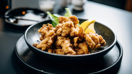 Fried chicken with sauce in bowl - Japanese food style, selective focus pointの素材