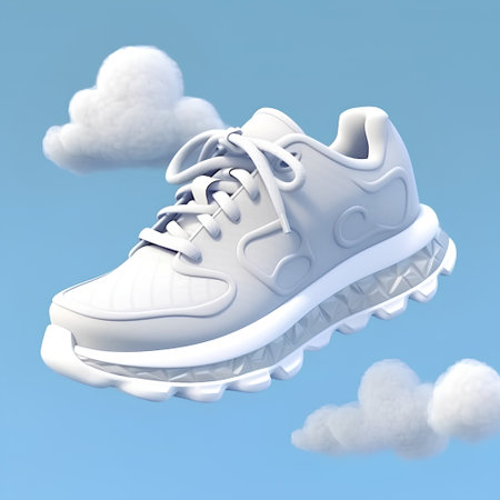 sneakers with clouds in the blue sky, 3d renderの素材