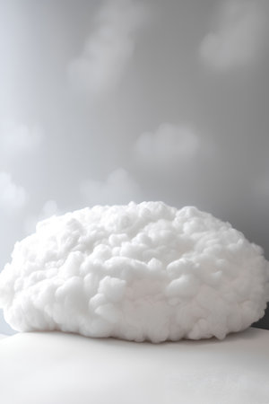 White fluffy cloud on a gray background. 3d render illustration.の素材
