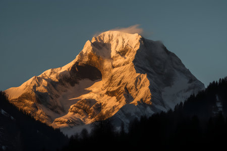 Matterhorn in the morning at sunrise. View from the Zermatt, Switzerlandの素材
