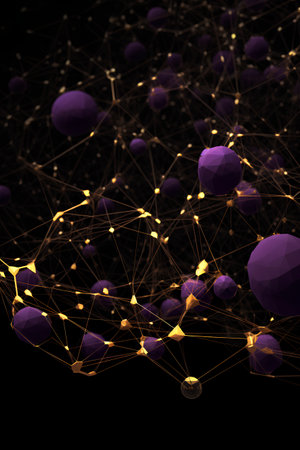 Abstract polygonal space low poly dark background with connecting dots and linesの素材