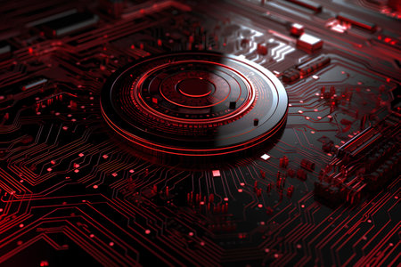 Circuit board closeup. 3d rendering, 3d illustration.の素材