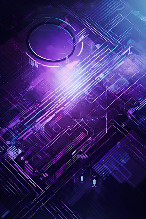 Abstract technology background with circuit board, 3d isometric vector illustrationの素材