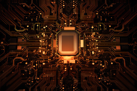 Circuit board background. 3d rendering toned image double exposureの素材