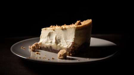 Piece of cheesecake on a plate. Selective focus. Toned.の素材