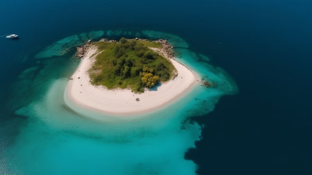 Aerial view of small island in the middle of the sea.の素材