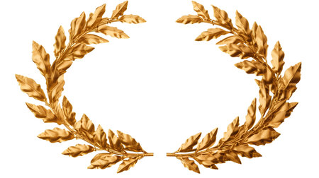 Gold laurel wreath isolated on white background. 3d renderingの素材