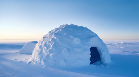 Ice igloo in winter on the frozen lake Baikal.の素材
