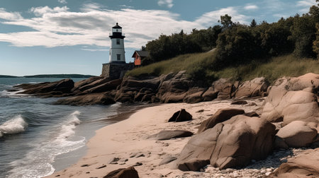 Lighthouse on the coast of the Baltic Sea. Toned.の素材