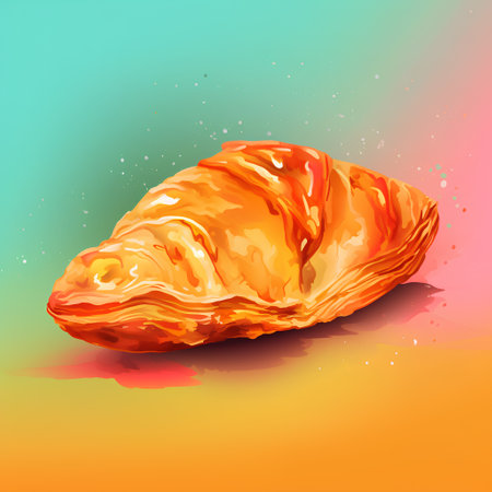 Croissant. Vector illustration. Fresh croissant on colorful background.の素材