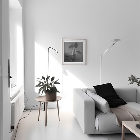 Interior of modern living room with white walls, 3d renderの素材
