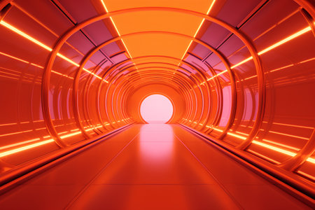 Abstract modern architecture background, empty open space interior. 3D renderingの素材