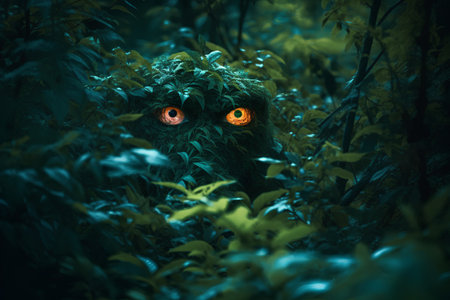 Scary monster in the dark forest. Halloween concept. 3D Renderingの素材