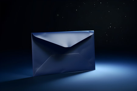 Envelope on a dark background. 3d rendering image.の素材