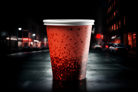 Coffee to go in a disposable cup on the street. 3d renderingの素材