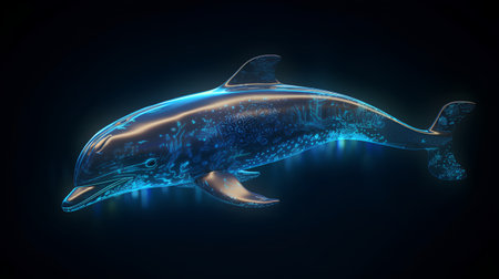 Dolphin on a dark background. 3d rendering, 3d illustration.の素材
