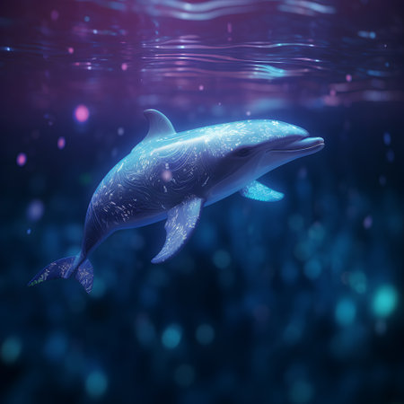 Dolphin in the ocean. 3d rendering, 3d illustration.の素材