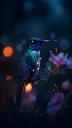 Ruby-throated Hummingbird (Colibri rufescens)の素材