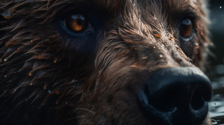 Close up portrait of a brown bear with big eyes. Toned.の素材