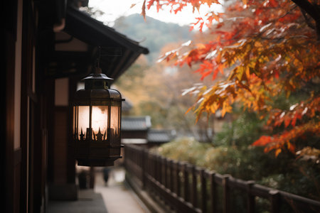 Lantern in Kyoto, Japan. Beautiful autumn landscape in Kyoto.の素材