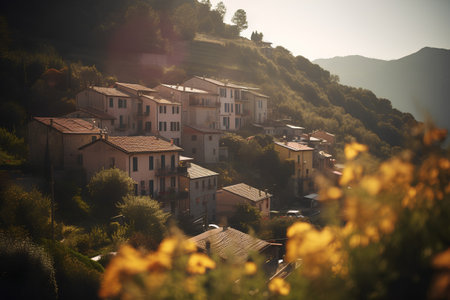 Panoramic view of the village of Cortona, Italy.の素材