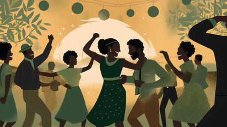 Dancing people in the night club. Vector illustration in flat style.の素材