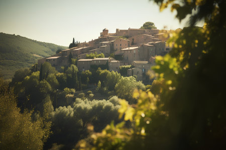 Tuscany, Italy. Panoramic view of the old town.の素材