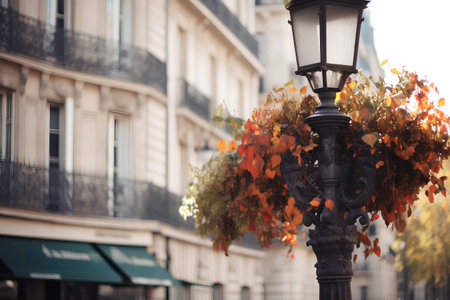 Vintage street lamp in Paris, France. Autumn cityscape.の素材