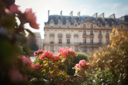 Rhododendron flowers in Paris, France. Copy spaceの素材