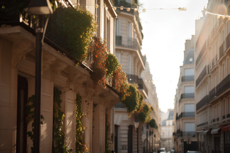 Beautiful Parisian streets in the morning light. Paris, Franceの素材