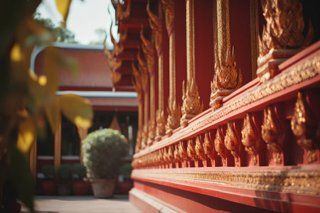 Buddhist temple in Bangkok, Thailand. Vintage color tone.の素材