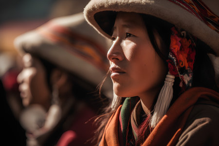 Unidentified Chiang Mai woman in traditional costume in Chiangmai, Thailand.の素材