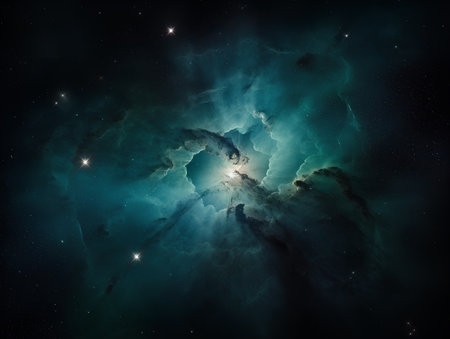 Space background with nebula and stars in outer space. 3D renderingの素材