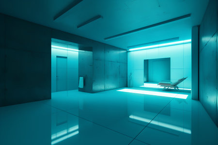 Interior of modern empty room with light and shadow. 3D renderingの素材
