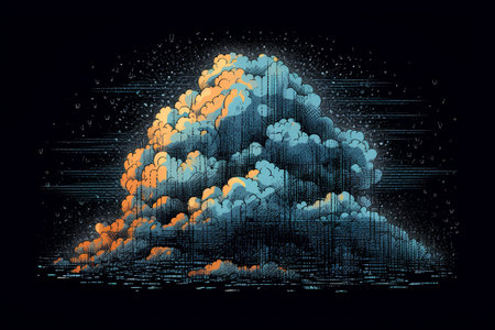 Clouds and lightning in the form of a fractal. Vector illustrationの素材