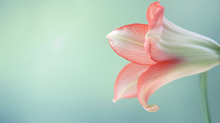 Beautiful amaryllis flower on green background, closeupの素材