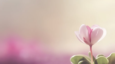 Soft focus on pink crocus flower with bokeh background.の素材