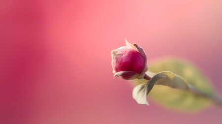 Buds of apple tree on a pink background. Shallow depth of fieldの素材