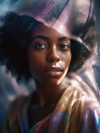 Portrait of a beautiful african american woman with afro hairstyle.の素材