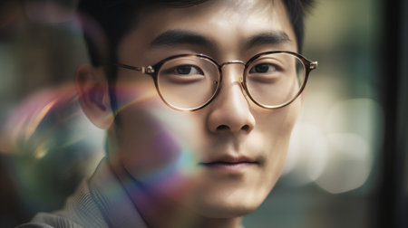 Portrait of a handsome young asian man wearing eyeglassesの素材