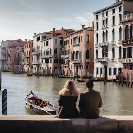 couple on a romantic date in the city of Venice, Italyの素材